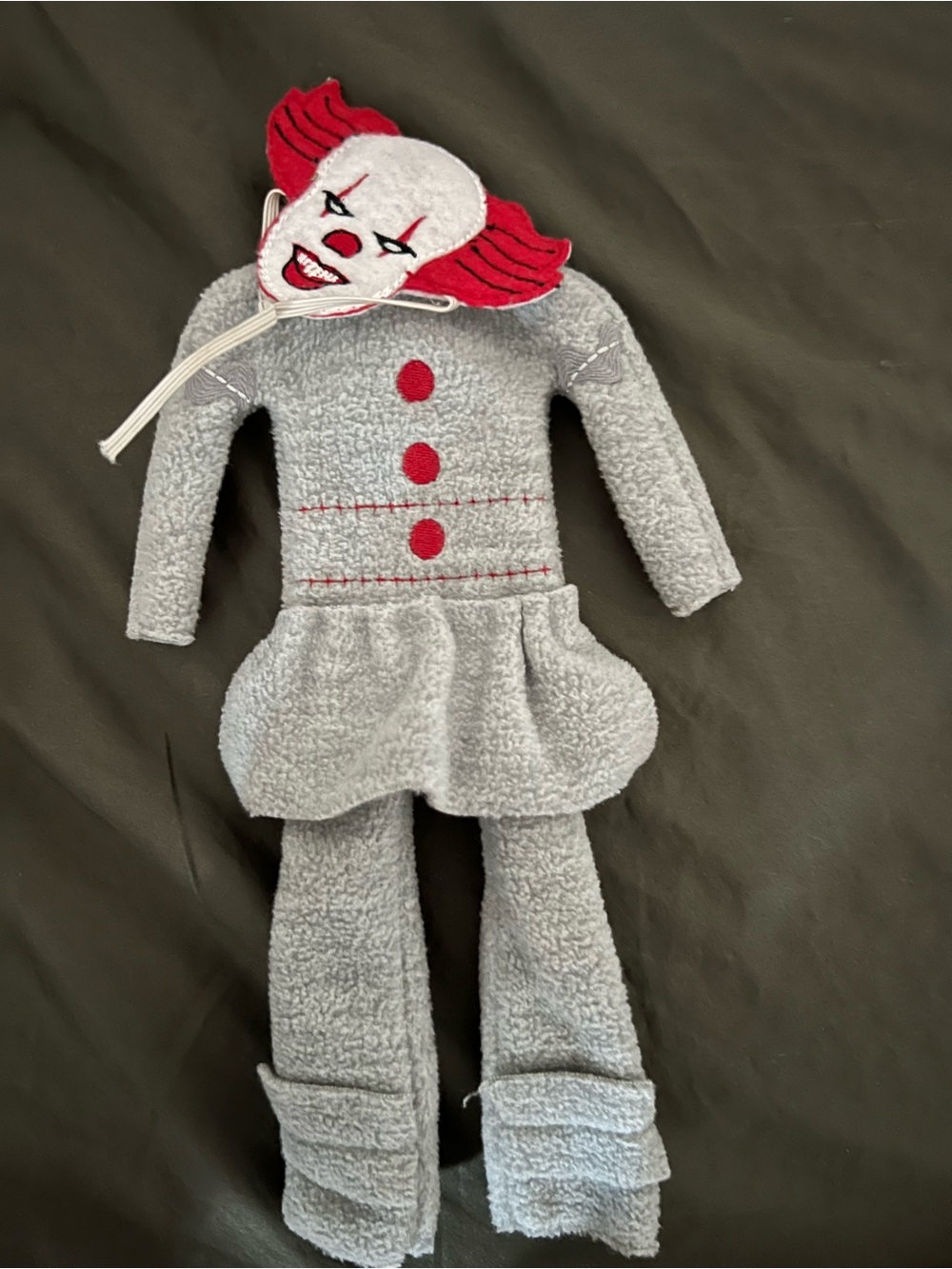 Grey and Red Clown Plush Toy - Kids Stuffed Doll